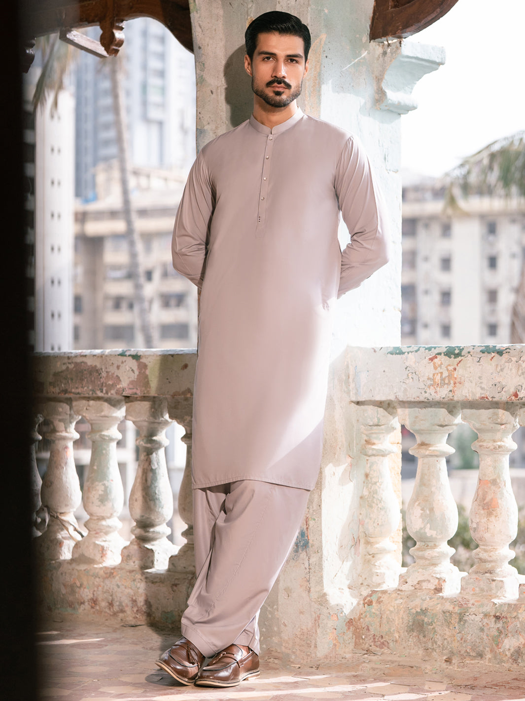 Light Purple Kameez Shalwar - AL-KS-3384 Front Main