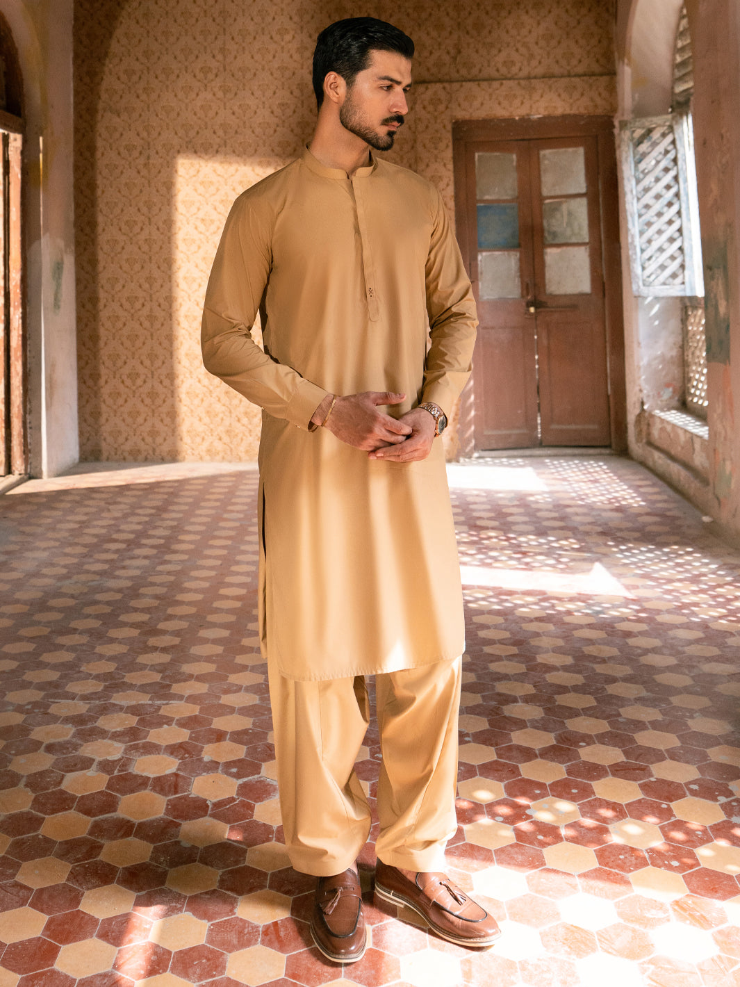 Mustard Kameez Shalwar - AL-KS-3387