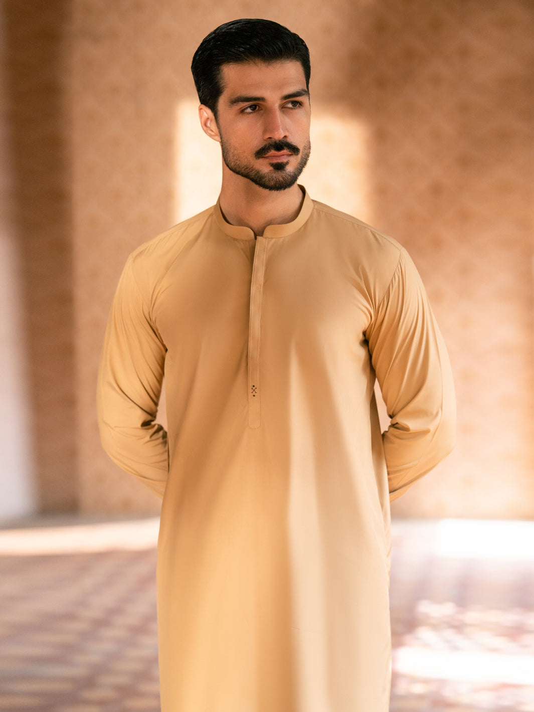 Mustard Kameez Shalwar - AL-KS-3387