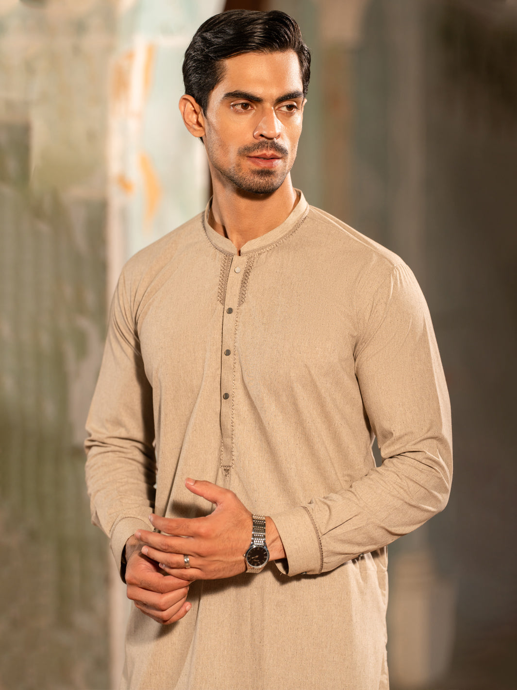 Beige Kameez Shalwar - AL-KS-3391