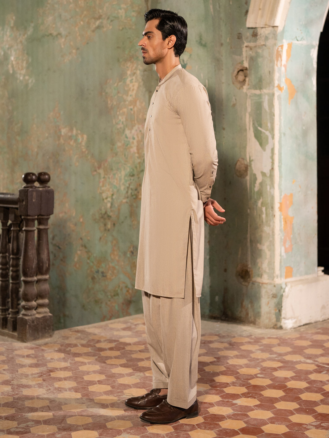 Beige Kameez Shalwar - AL-KS-3391