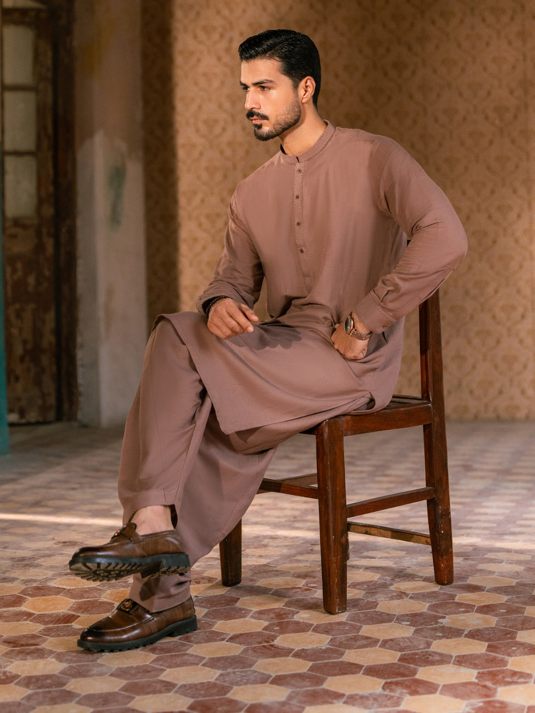 Brown Kameez Shalwar - AL-KS-3397