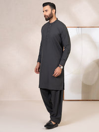 Charcoal Grey Kameez Shalwar - AL-KS-3443