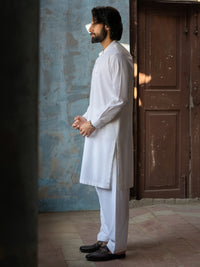White Cut & Sew Kameez Shalwar - AL-KS-3501