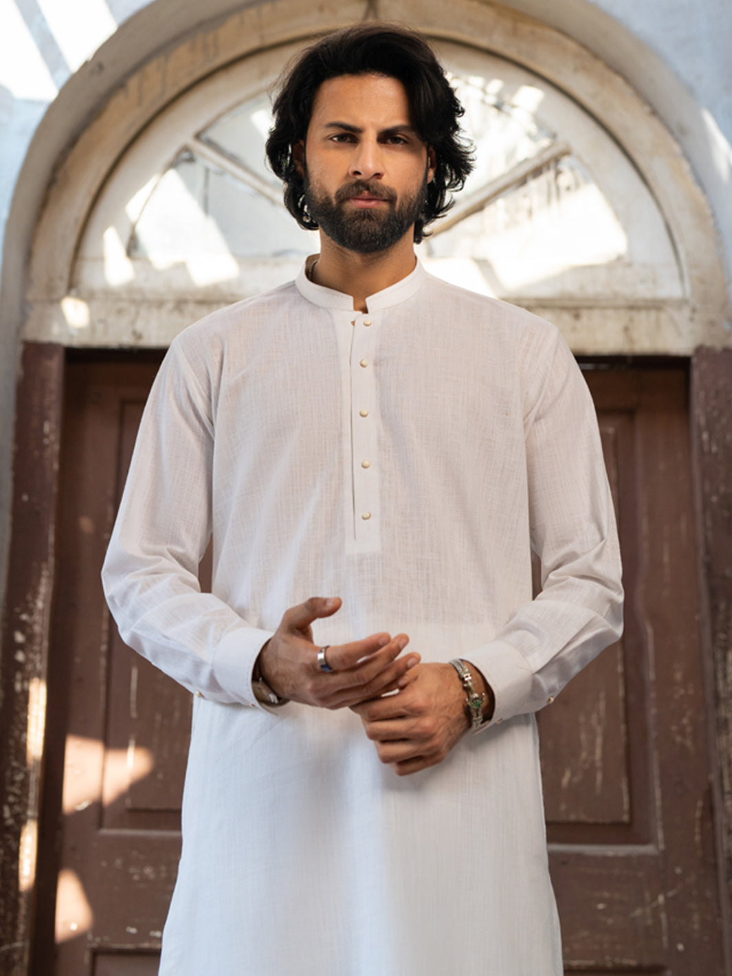 White Cut & Sew Kameez Shalwar - AL-KS-3501