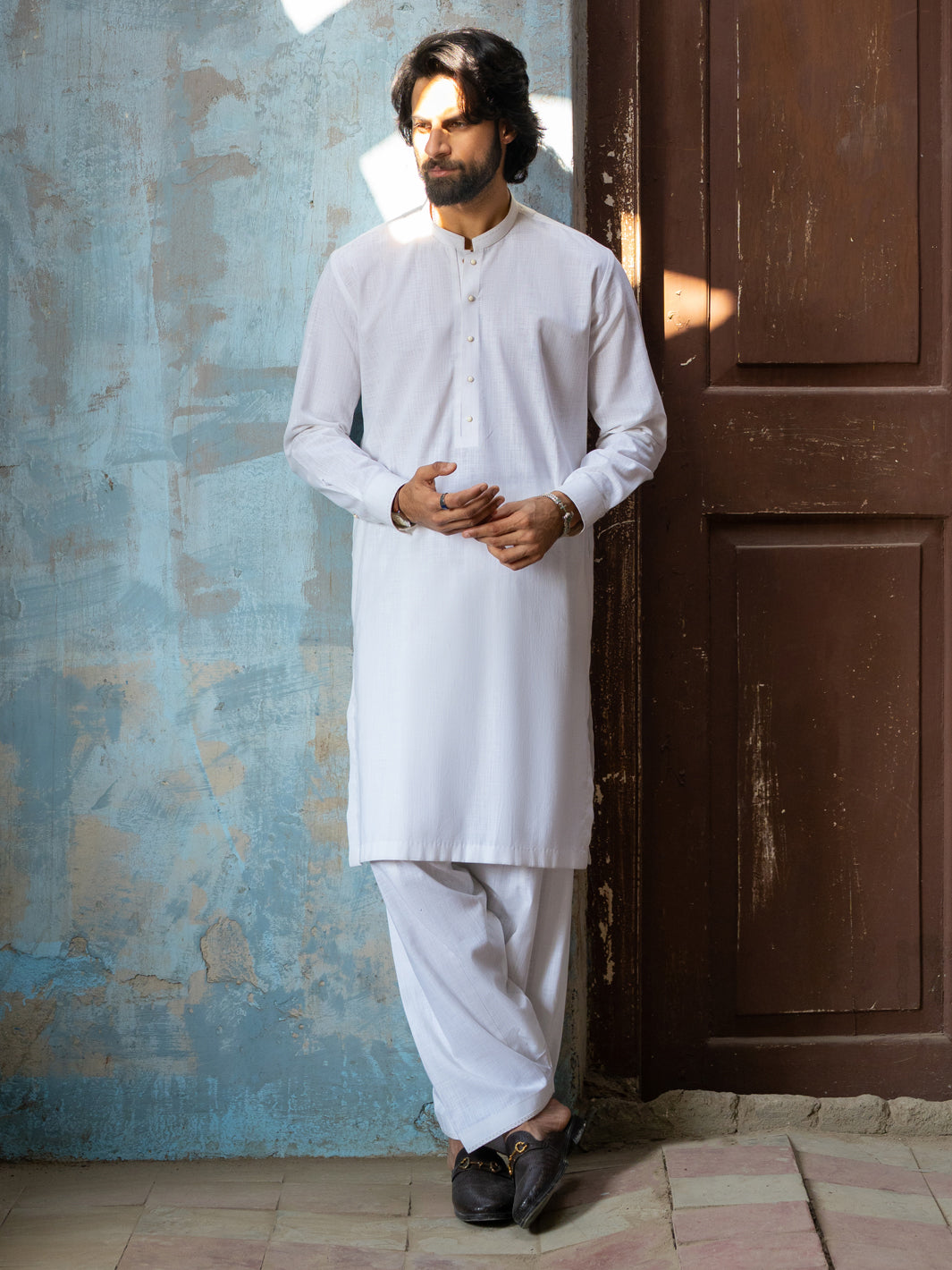 White Cut & Sew Kameez Shalwar  - Men Kameez Shalwar-Au Series | ALMIRAH