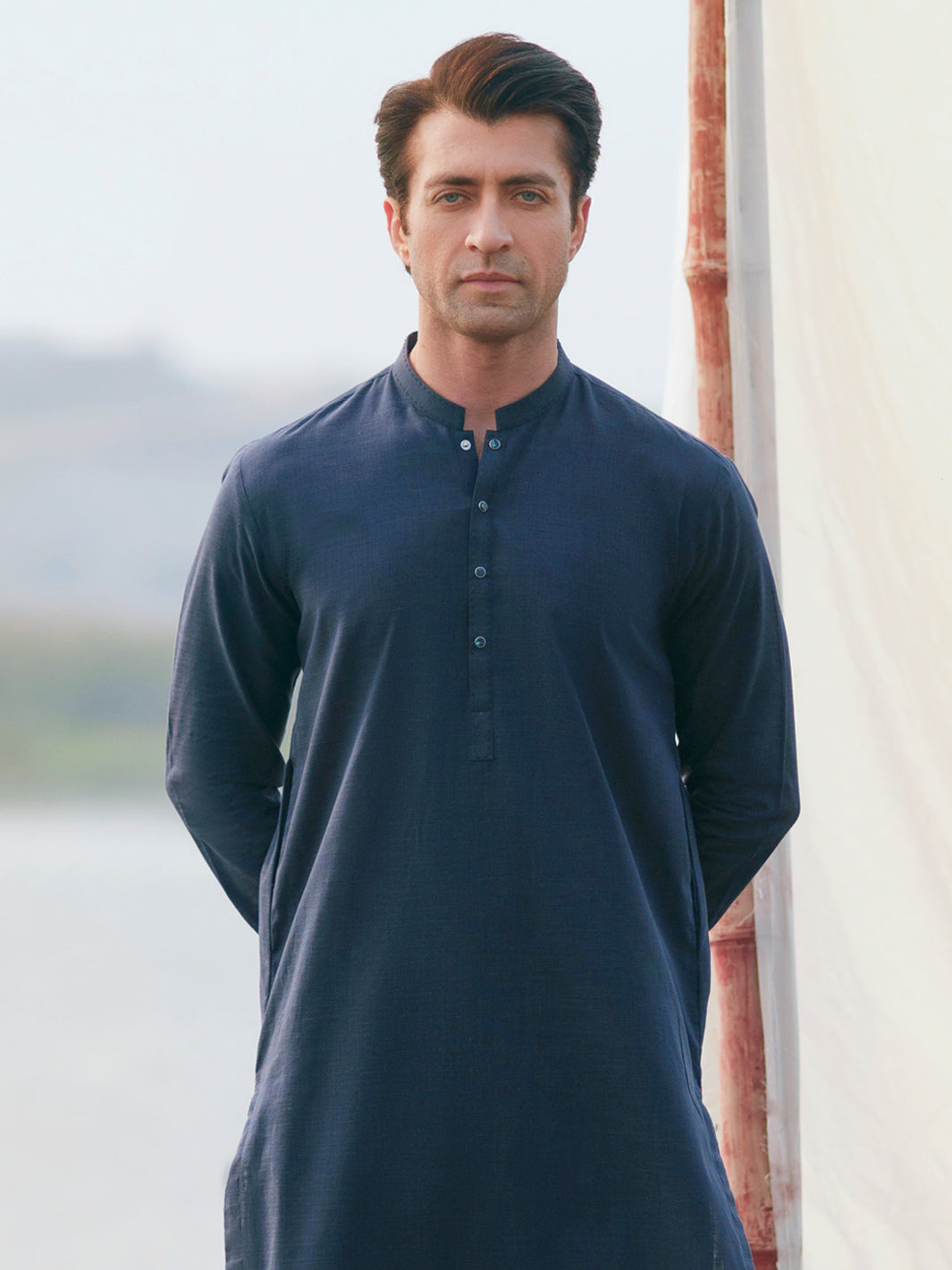 Dark Blue Cut & Sew Kameez Shalwar - AL-KS-3505