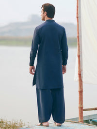 Dark Blue Cut & Sew Kameez Shalwar - AL-KS-3505