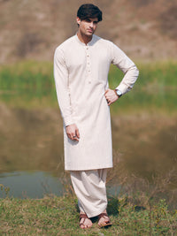 Beige Cut & Sew Kameez Shalwar - AL-KS-3507
