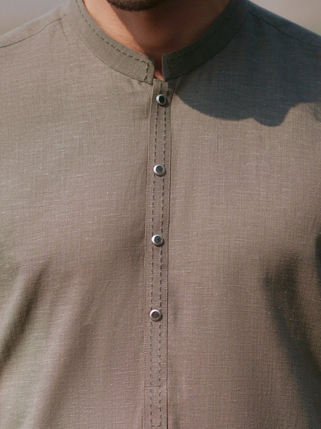 Olive Green Cut & Sew Kameez Shalwar - AL-KS-3509