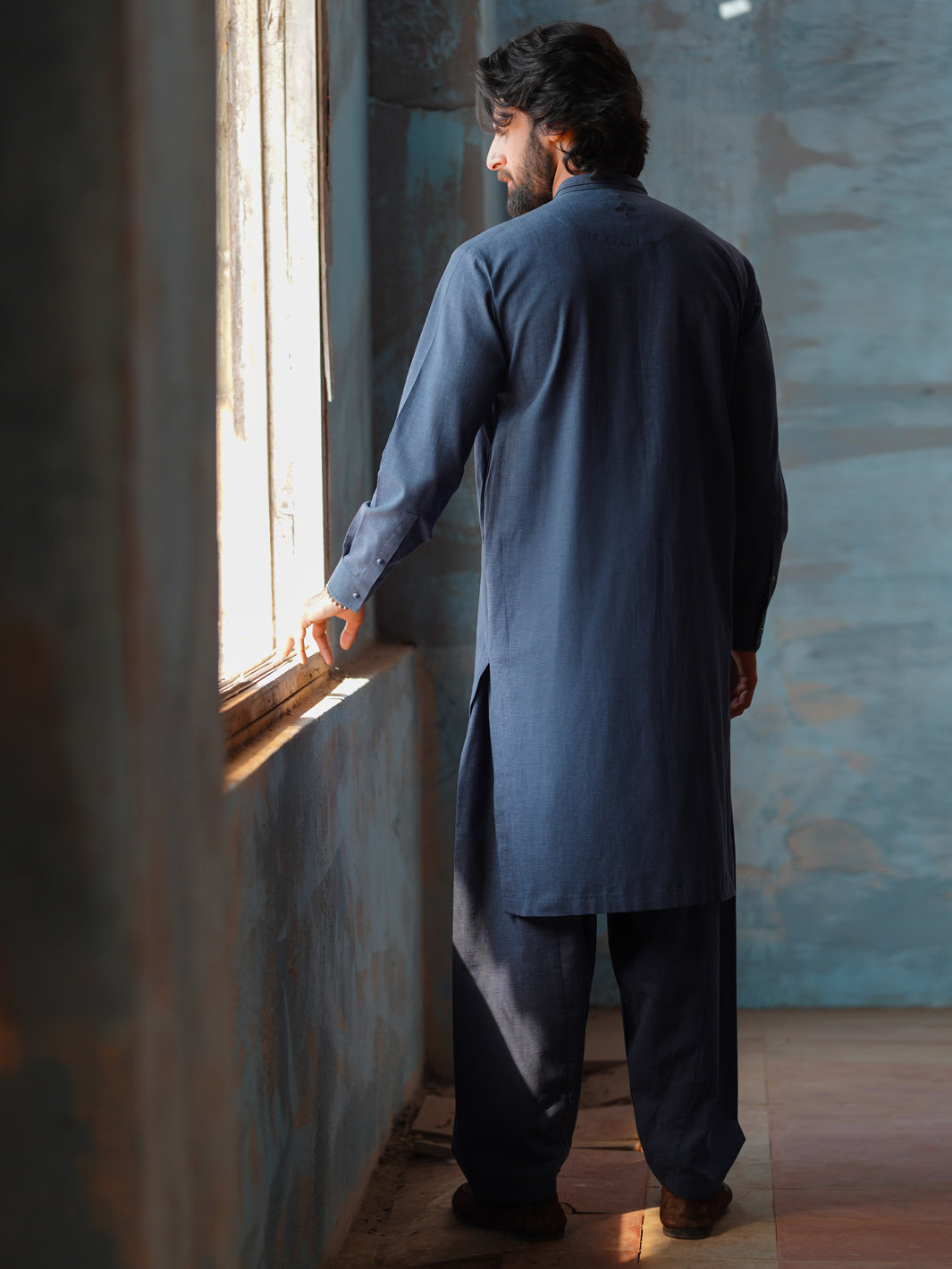 Dark Blue Cut & Sew Kameez Shalwar - AL-KS-3510
