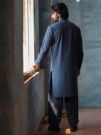 Dark Blue Cut & Sew Kameez Shalwar - AL-KS-3510