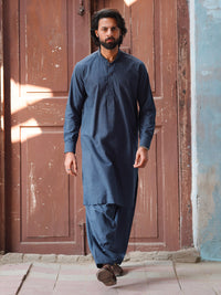 Dark Blue Cut & Sew Kameez Shalwar - AL-KS-3510