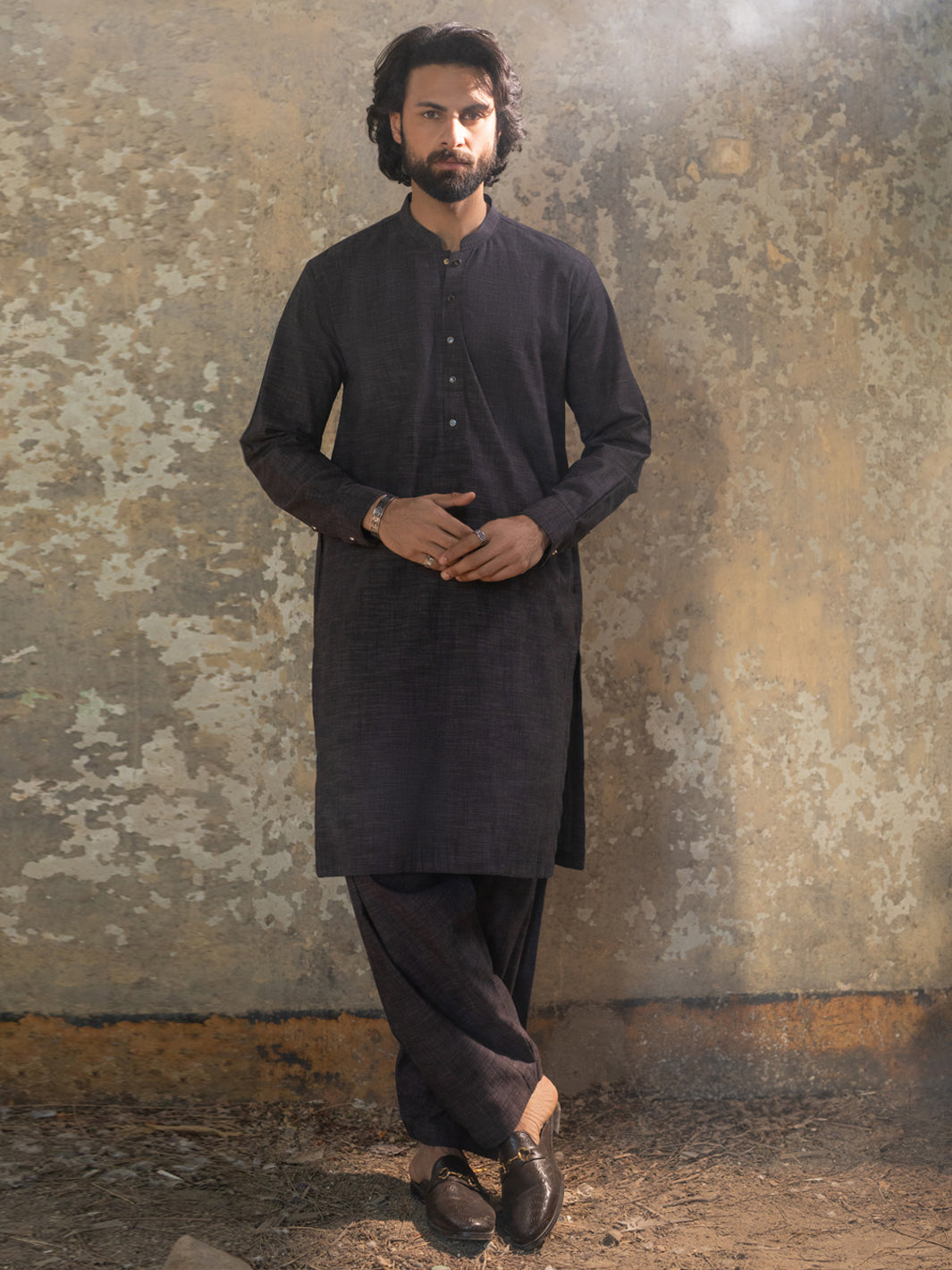 Dark Purple Cut & Sew Kameez Shalwar  - Men Kameez Shalwar-Au Series | ALMIRAH
