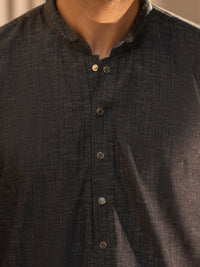 Charcoal Grey Cut & Sew Kameez Shalwar - AL-KS-3512