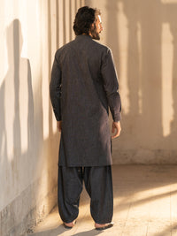 Charcoal Grey Cut & Sew Kameez Shalwar - AL-KS-3512
