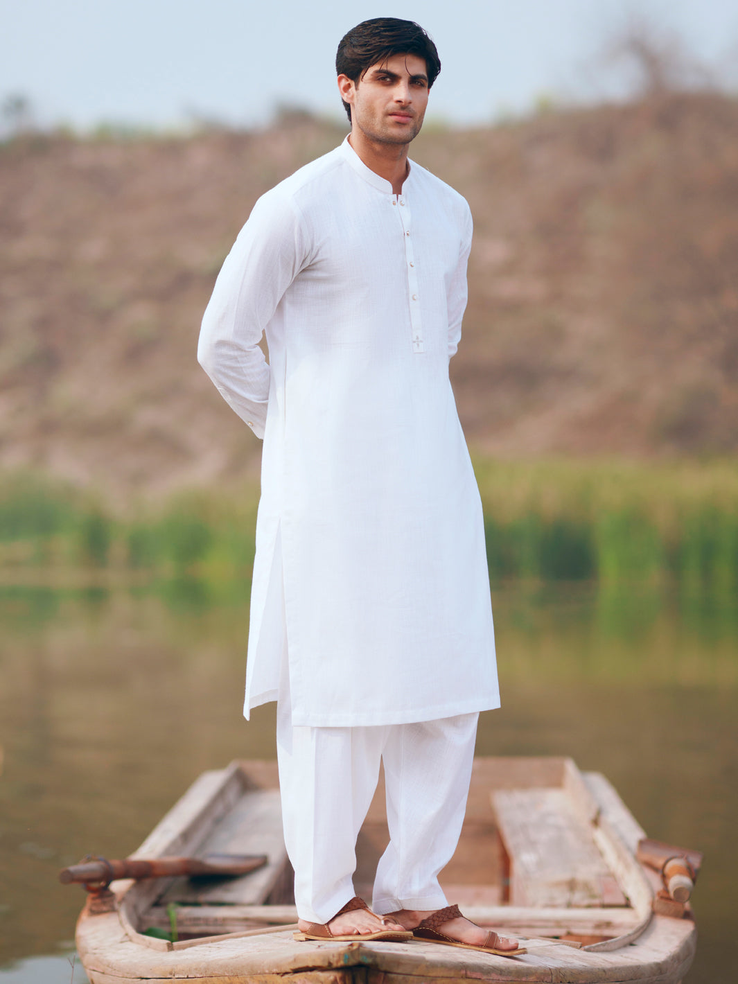 White Cut & Sew Kameez Shalwar - AL-KS-3513