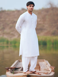 White Cut & Sew Kameez Shalwar - AL-KS-3513