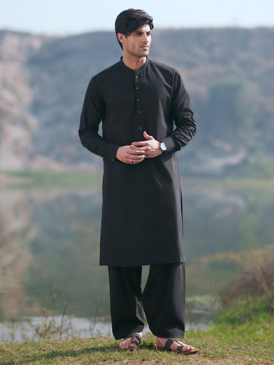 Black Cut & Sew Kameez Shalwar - AL-KS-3514
