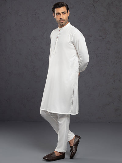 White Blended Kurta Trouser - ALET-KT-1001