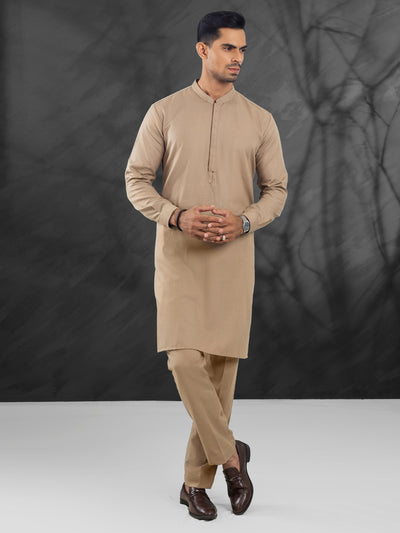 Light Brown Blended Kurta Trouser - AL-KT-3142