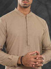 Light Brown Blended Kurta Trouser - AL-KT-3142