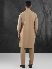 Light Brown Blended Kurta Trouser - AL-KT-3142