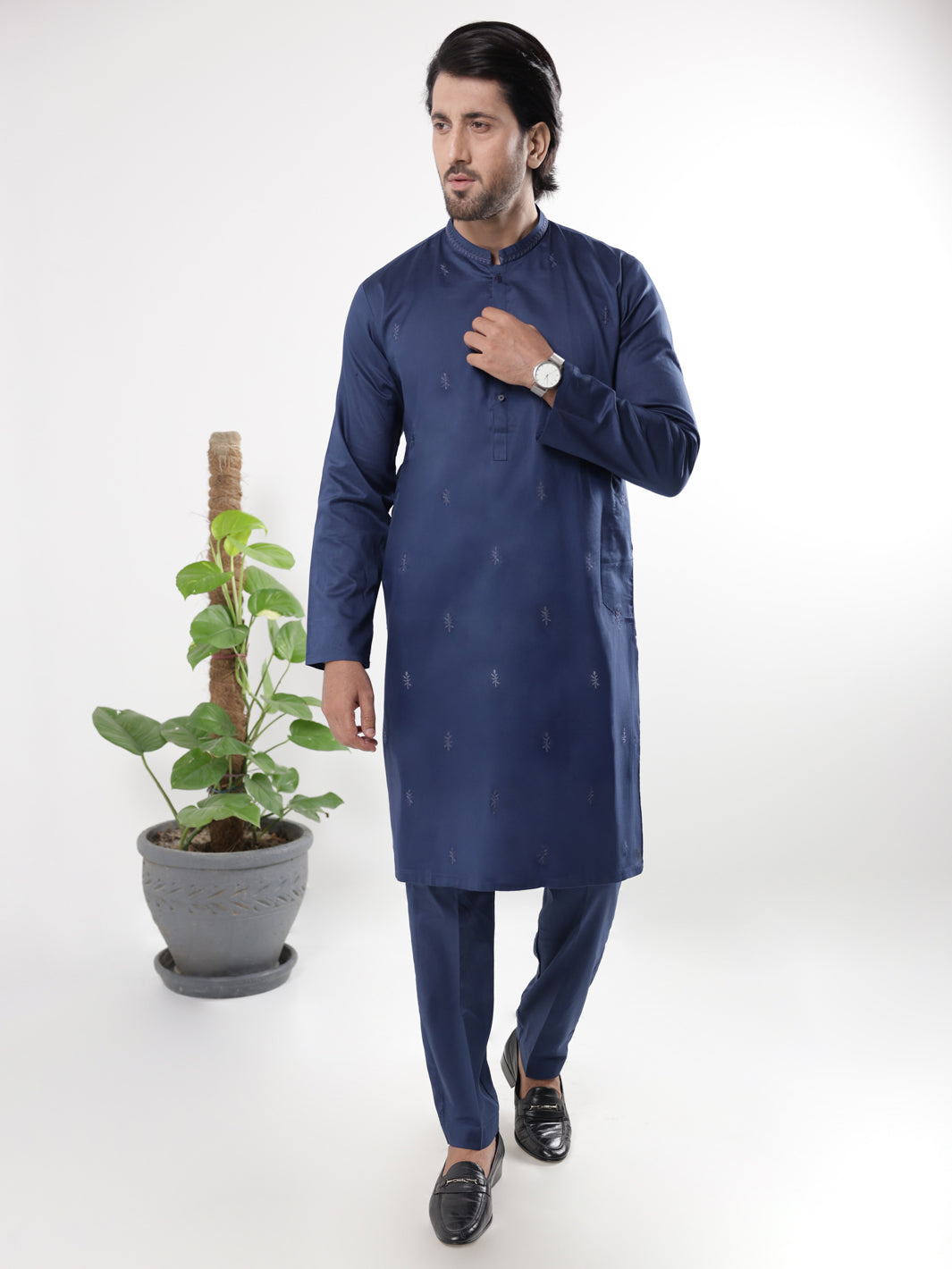 Blue Blended Kurta Trousers - AL-KT-3235