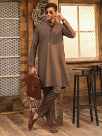 Olive Green Cut & Sew Kurta Trousers - AL-KT-3318