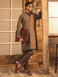 Olive Green Cut & Sew Kurta Trousers - AL-KT-3318