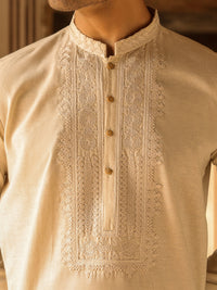 Cream Semi-Formal Kurta Trousers - AL-KT-3320