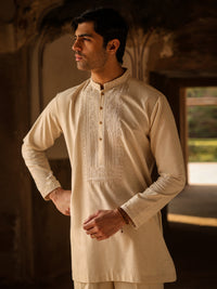 Cream Semi-Formal Kurta Trousers - AL-KT-3320