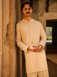Cream Semi-Formal Kurta Trousers - AL-KT-3323A