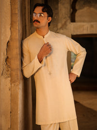 Cream Semi-Formal Kurta Trousers - AL-KT-3323A