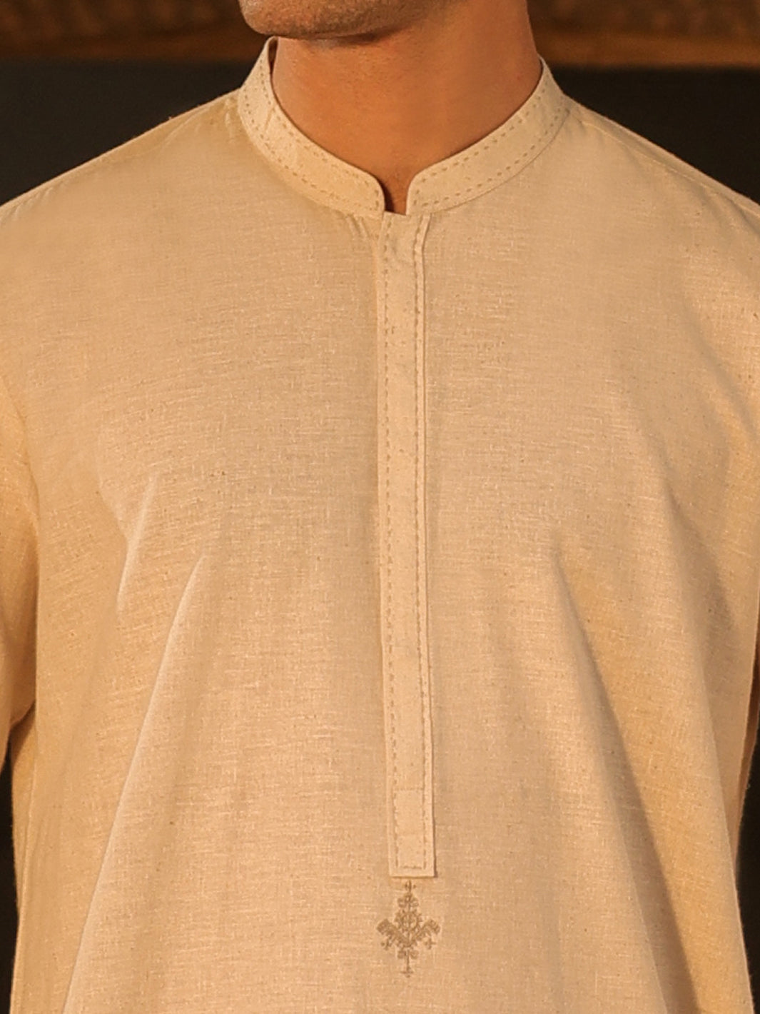 Cream Semi-Formal Kurta Trousers - AL-KT-3323A