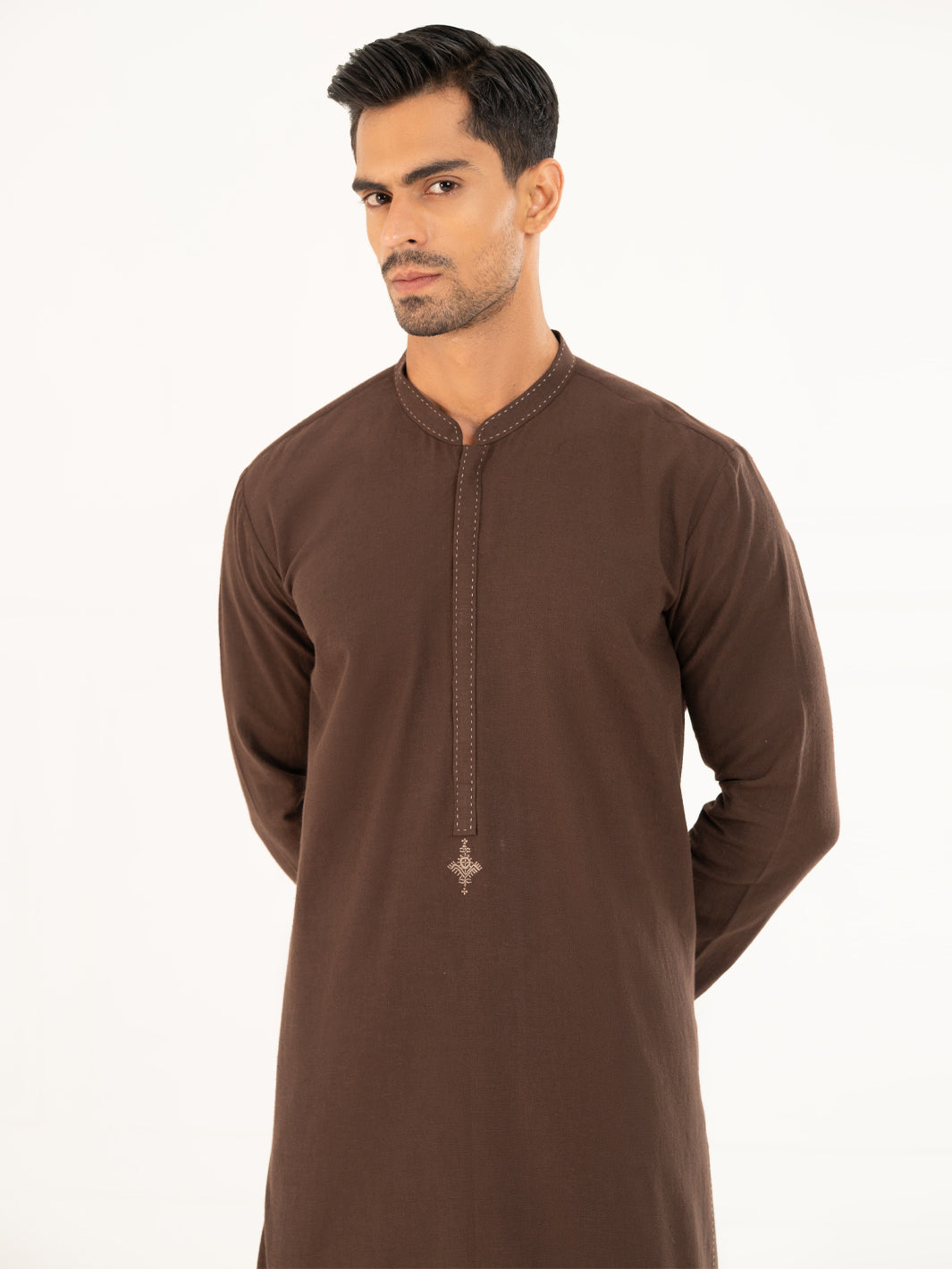 Brown Semi-Formal Kurta Trousers - AL-KT-3323B