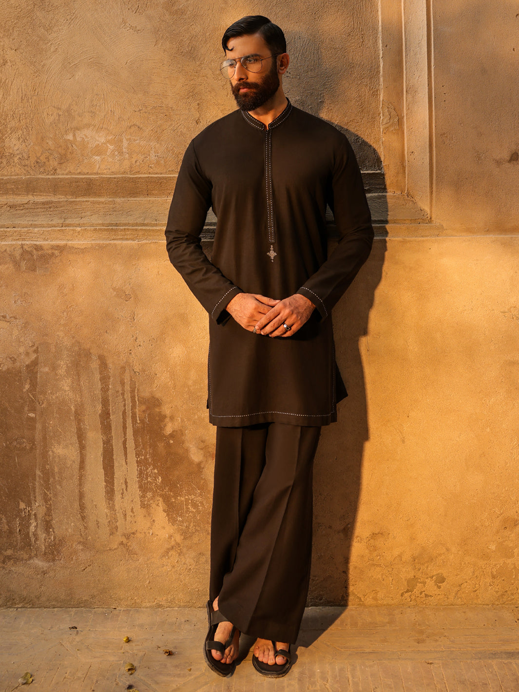 Black Semi-Formal Kurta Trousers - AL-KT-3323C