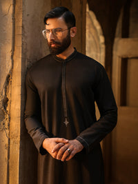 Black Semi-Formal Kurta Trousers - AL-KT-3323C