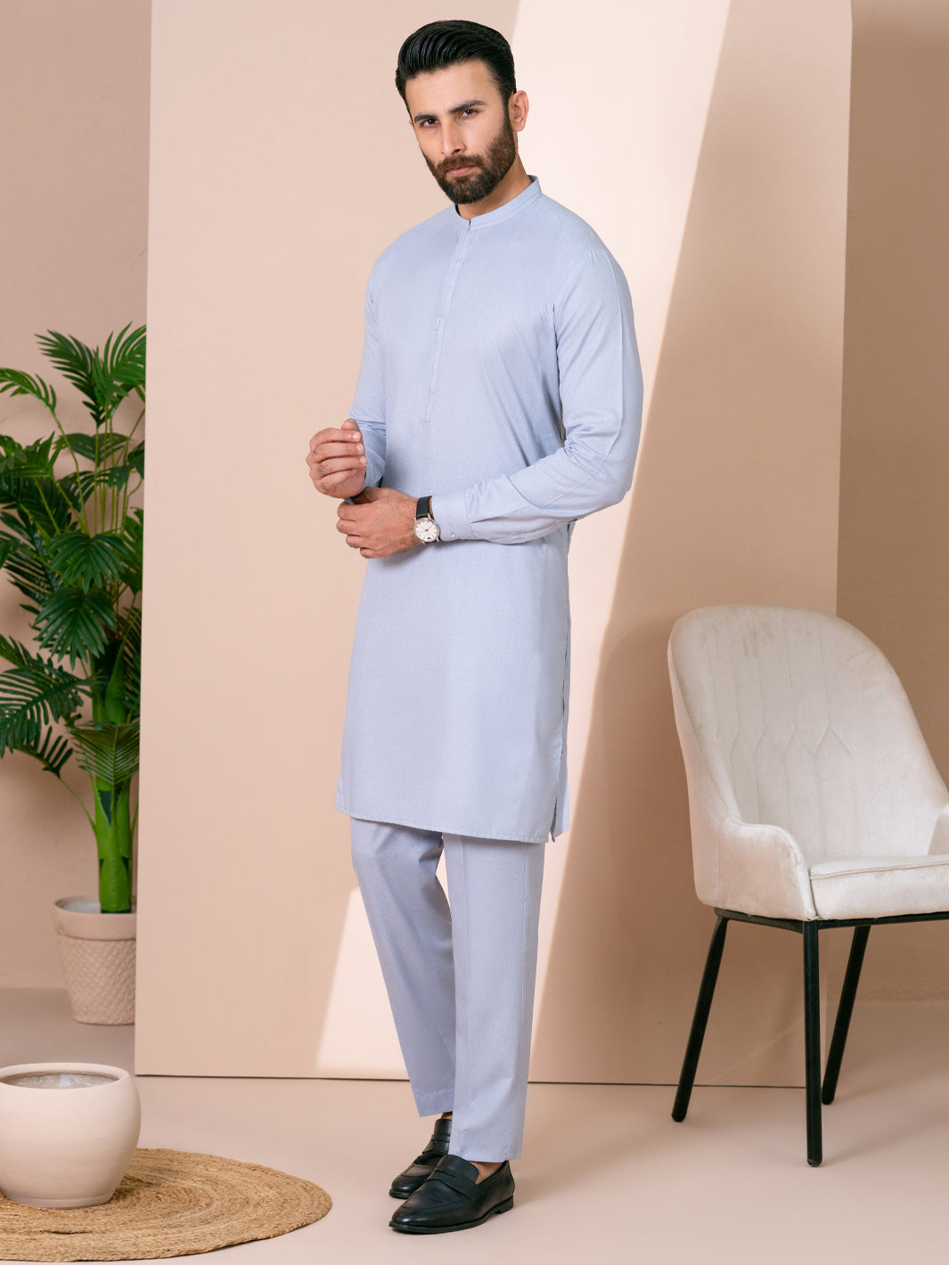 Light Blue Kurta Trousers - AL-KT-3341
