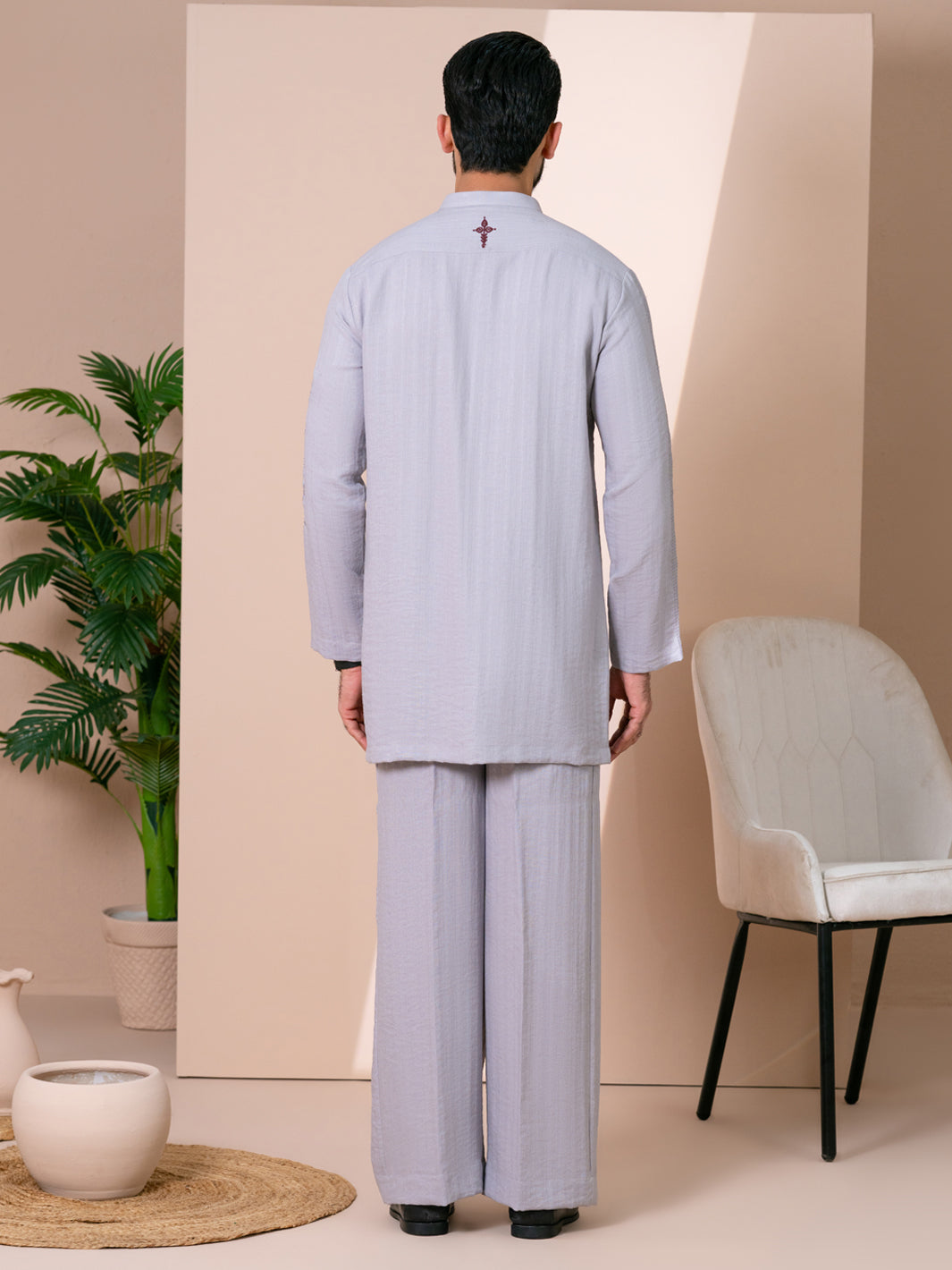Grey Cotton Semi-Formal Kurta Trousers - AL-KT-3367