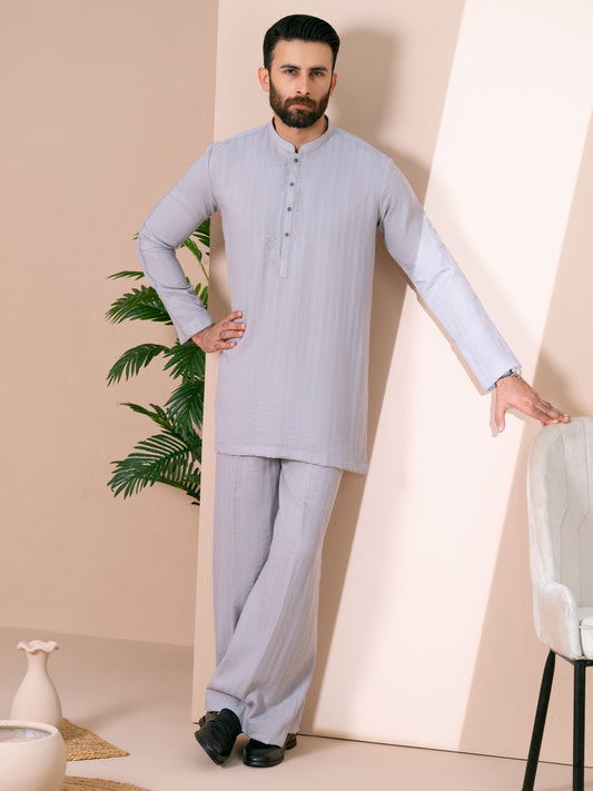 Grey Cotton Semi-Formal Kurta Trousers - AL-KT-3367
