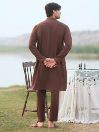 Brown Semi-Formal Kurta Trousers - AL-KT-3401B