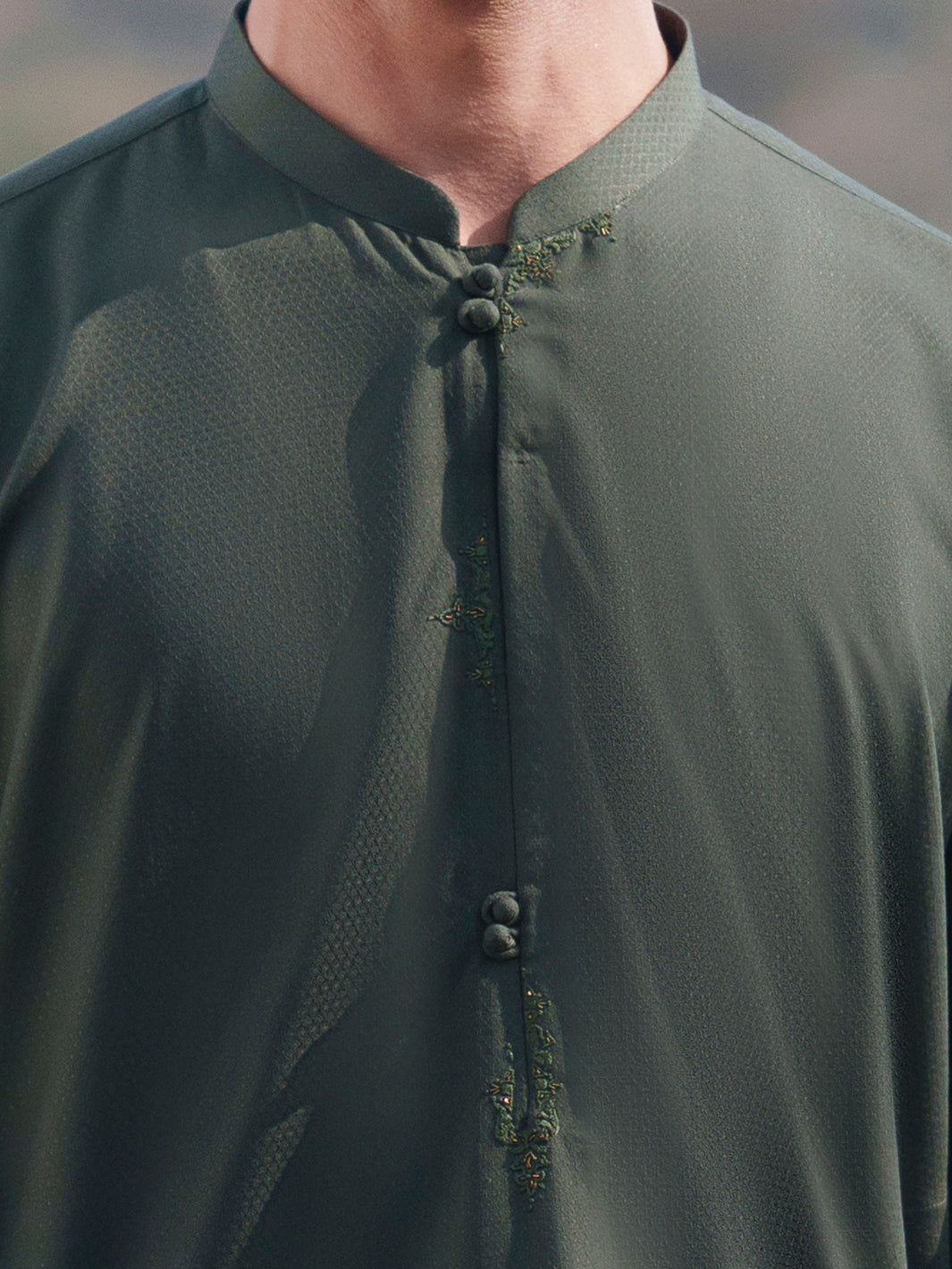 Green Semi-Formal Kurta Trousers - AL-KT-3402A