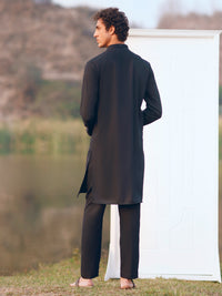Black Semi-Formal Kurta Trousers - AL-KT-3402B