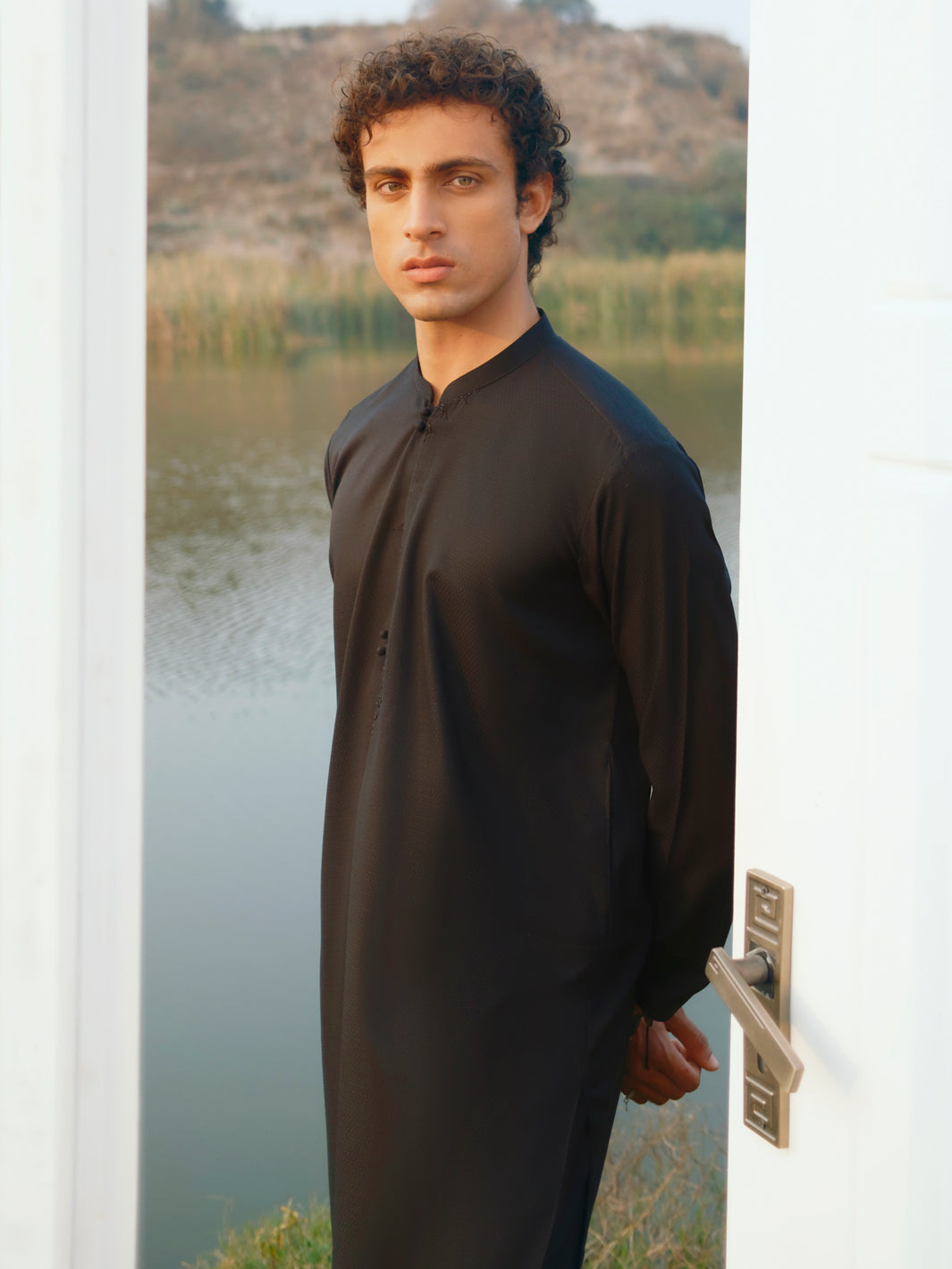 Black Semi-Formal Kurta Trousers - AL-KT-3402B