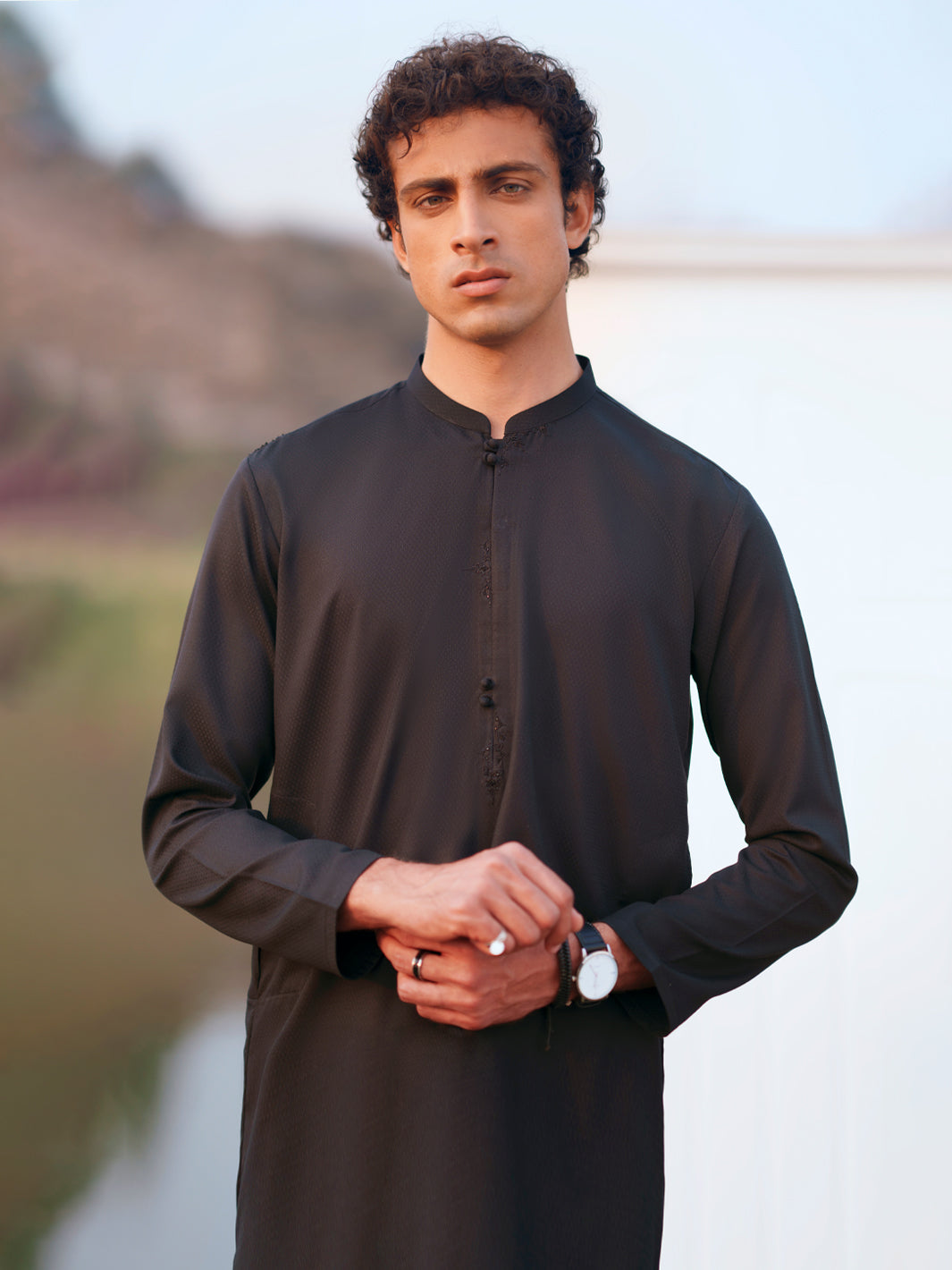 Black Semi-Formal Kurta Trousers - AL-KT-3402B