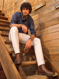 Dark Blue Cotton Screen Printed Kurta Trouser - AL-KT-3408