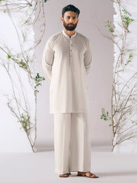 White Cotton Plain Kurta Trousers - AL-KT-3412