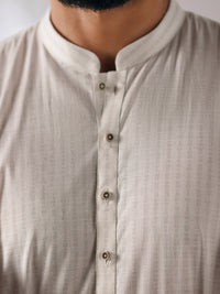 White Cotton Plain Kurta Trousers - AL-KT-3412