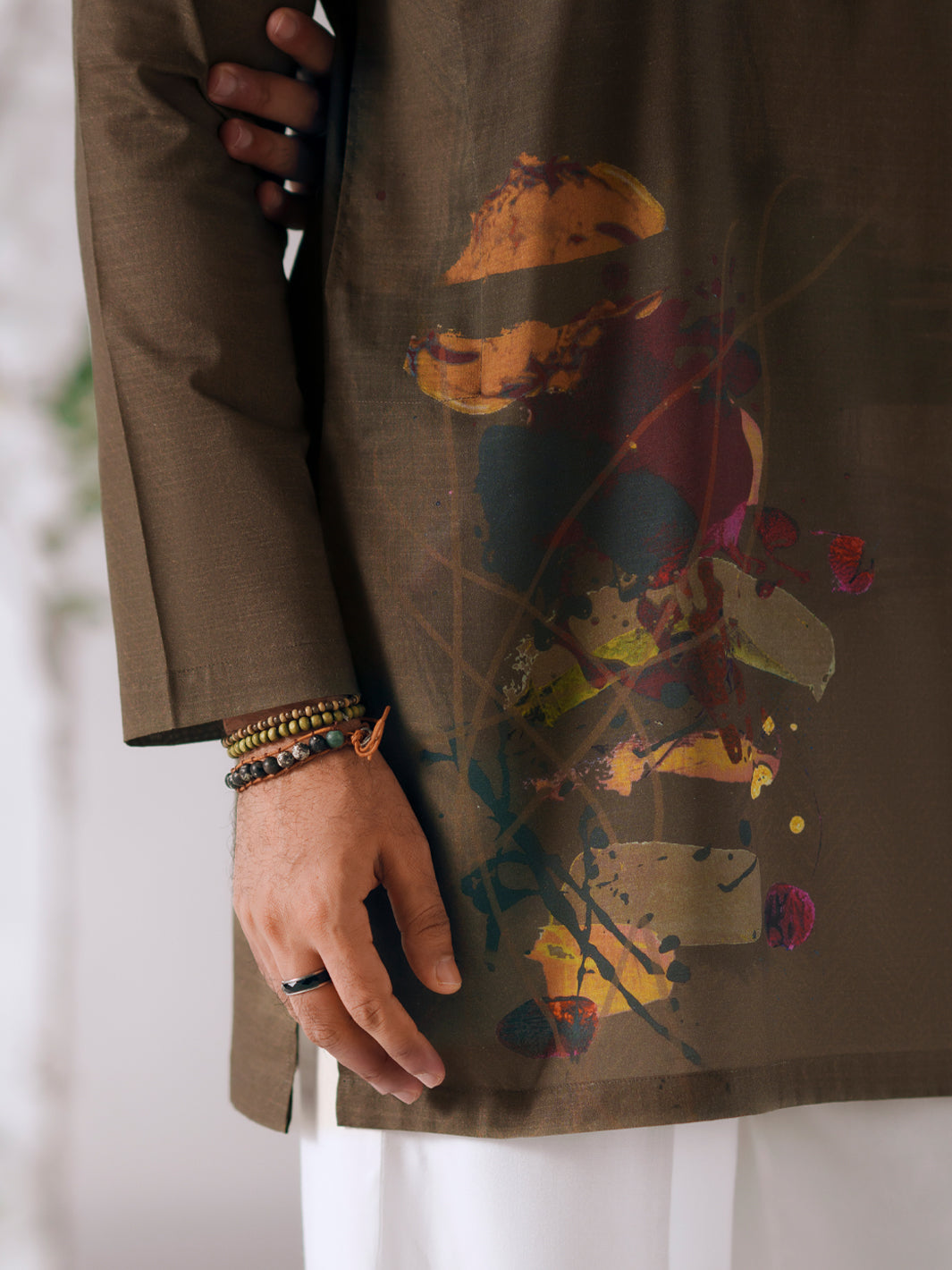 Olive Green Cotton Plain Kurta Trousers - AL-KT-3414